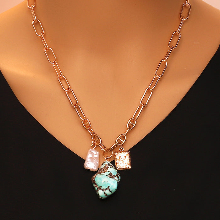 Wholesale turquoise pendant necklace personality temperament retro necklace for women