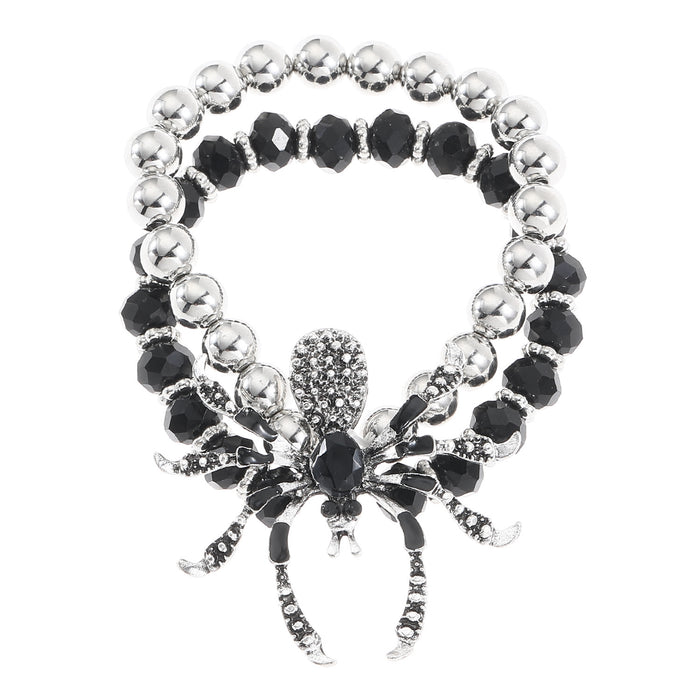 Wholesale Halloween Diamond Spider Necklace Bracelet Ring suit Female Male