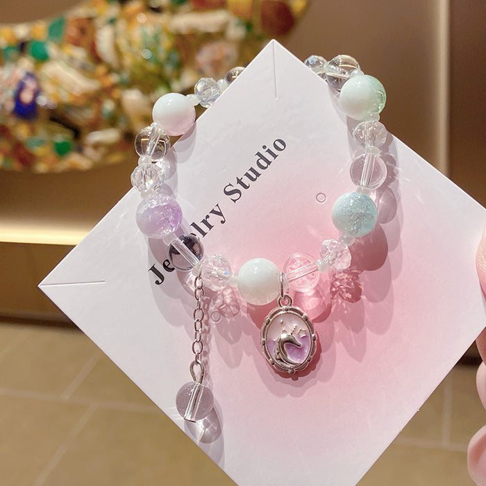 Wholesale Glass Bracelet Unicorn Milk Cap Floral Design for Children Jewelry Gift MOQ≥3