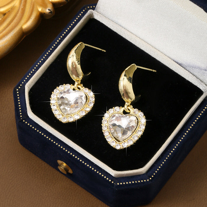 Wholesale love diamond earrings S925 silver needle  ear jewelry women
