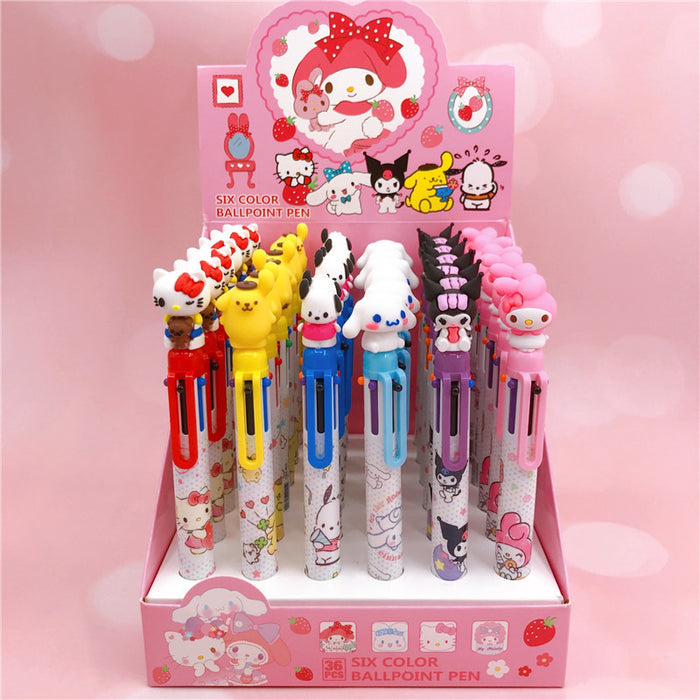 Wholesale 36pcs/box Silicone Doll Head Six Colors Ballpoint Pen JDC-PN-YaLL003