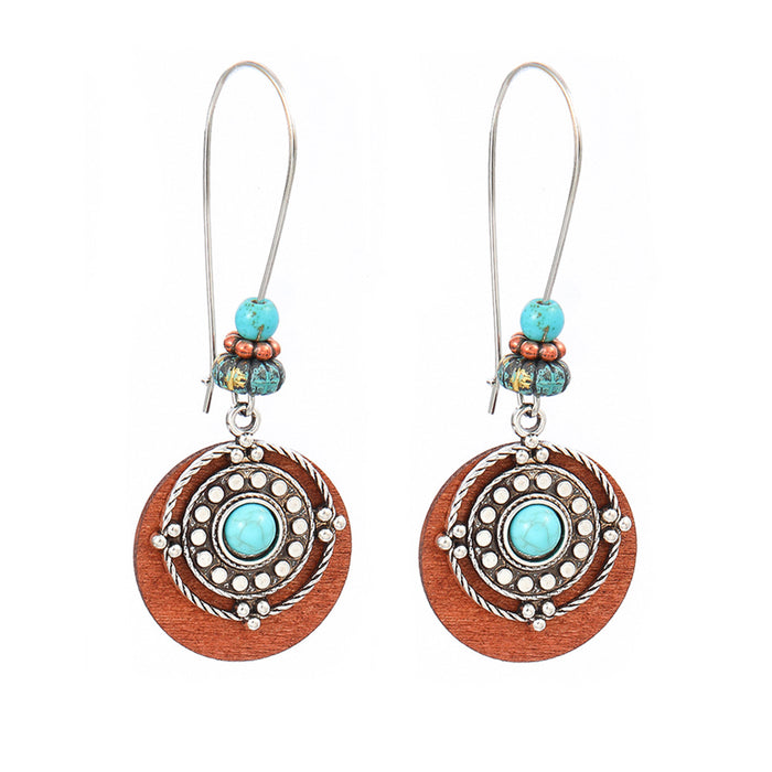 Wholesale Beach Vacation Geometric Alloy Earrings with Turquoise Acrylic Fashion Jewelry MOQ≥2