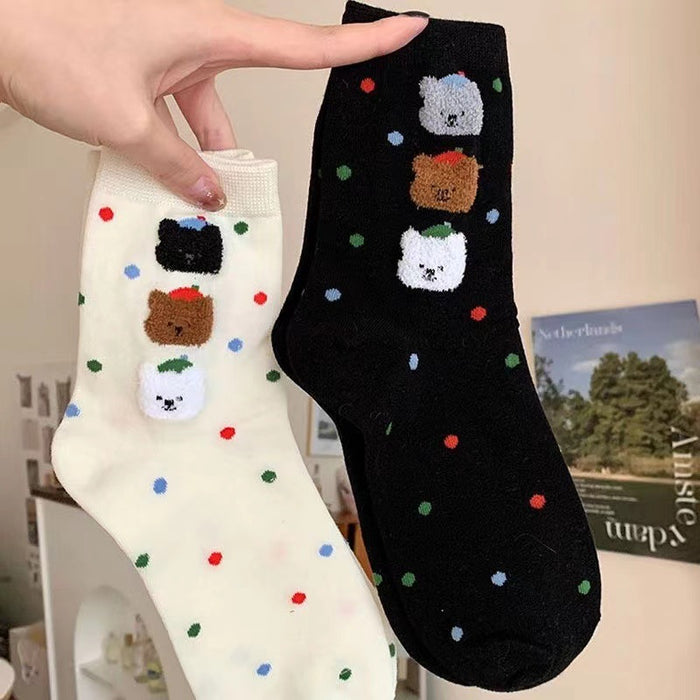 Wholesale Colorful little bear socks women's autumn and winter cotton retro cute sweet girl socks