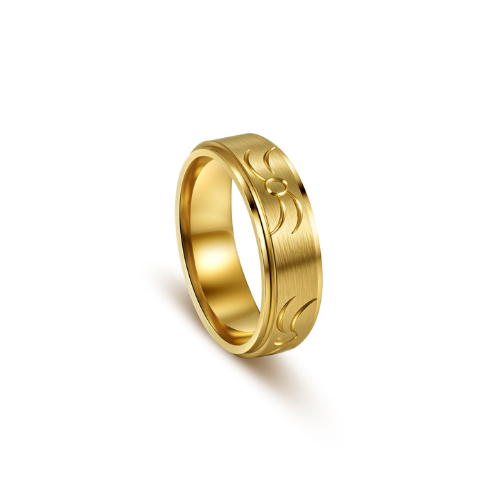 Wholesale Classic Ring Titanium Steel Plated Gold Sun Symbol Set Ring Jewelry Versatile