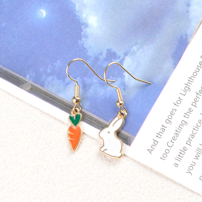 Wholesale Simple and Cute Cartoon Rabbit Carrot Earrings Creative Versatile New Student Accessories