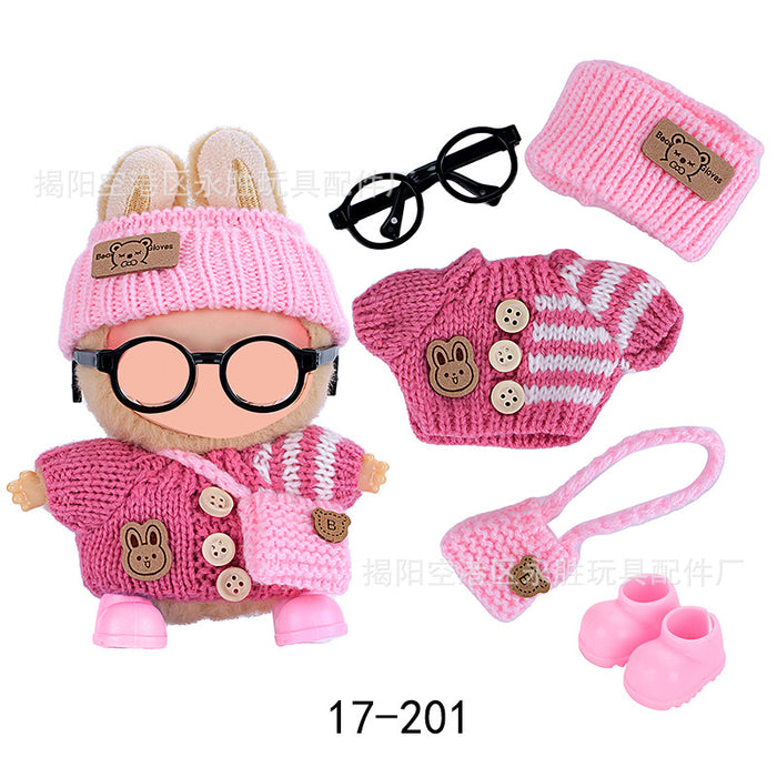Wholesale Doll clothes Jacquard Sweater Hat Bag Shoes Glasses