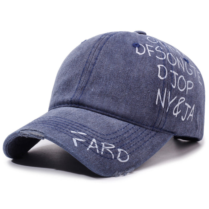Wholesale Retro washed hat, personalized graffiti letter baseball cap, versatile duckbill cap