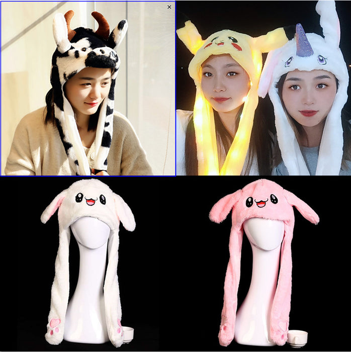 Wholesale Bunny hat with moving ears cute plush warm hat