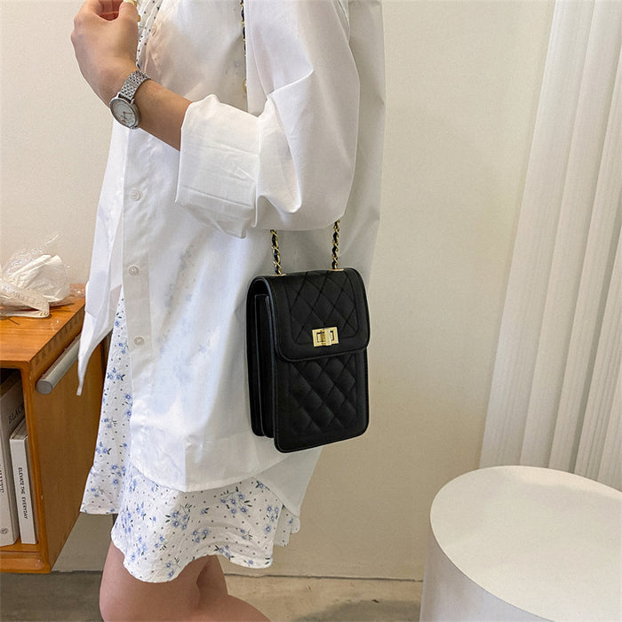 Wholesale Rhombus Chain PU Leather Small Crossbody Bag Trendy Street Style Fashion Accessory Gift Resale