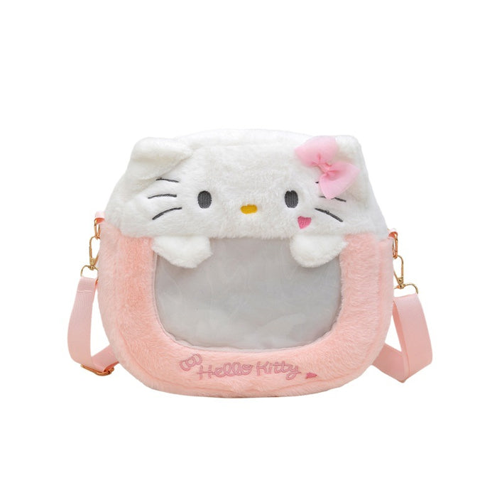 Wholesale Cute cartoon plush transparent large-capacity shoulder bag