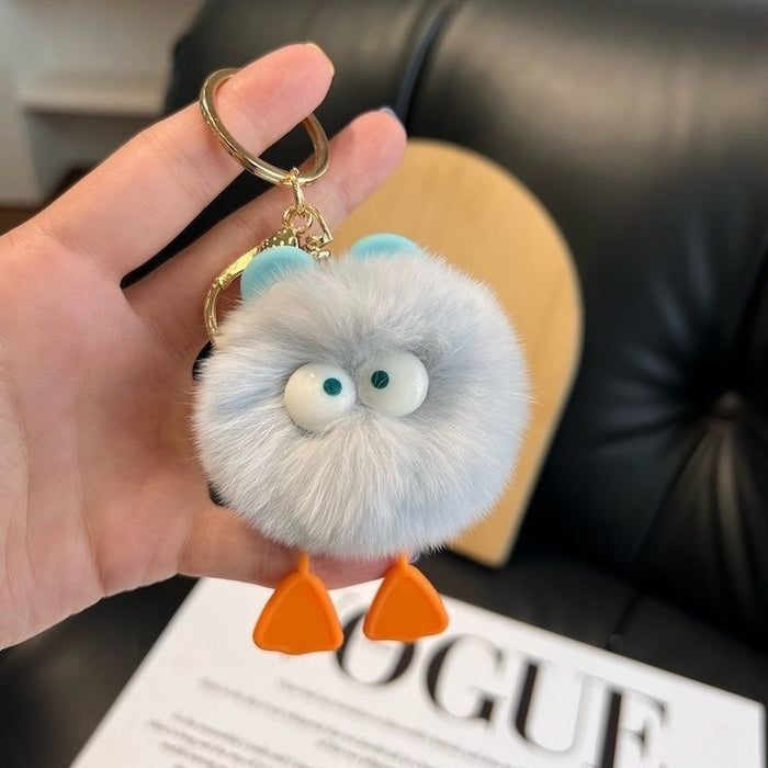Wholesale Cute little furry ball car keychain pendant plush book bag pendant