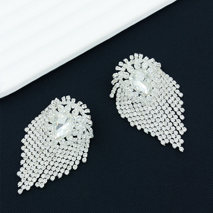 Wholesale Shiny Rhinestone Tassel Earrings Personalized Popular Women's Trend Diamond Earrings