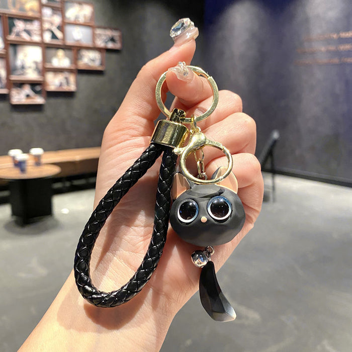 Wholesale Cute Cat Keychain Cartoon Big Eye Keyring for Backpack Car Key Accessory Gift MOQ≥2
