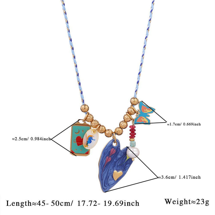 Wholesale Zircon Cross Necklace Natural Stone Neck Chain Stainless Steel Heart Necklace