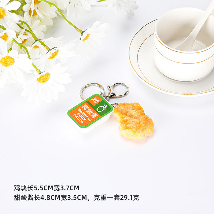 Wholesale Trendy Chicken Nugget Keychain Cute PVC Food Charm MOQ≥2