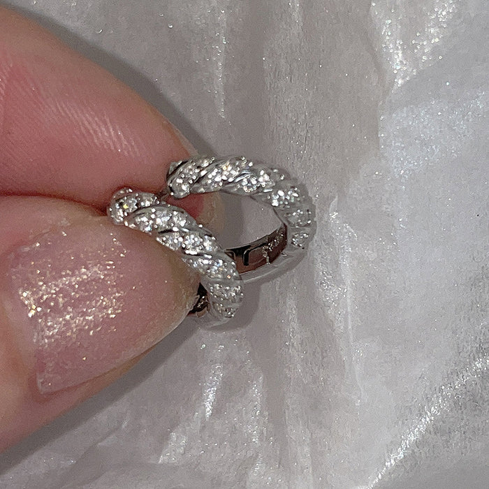 Wholesale Zircon Plain Ring Earrings with Circular Charm, Light Luxury and High Grade