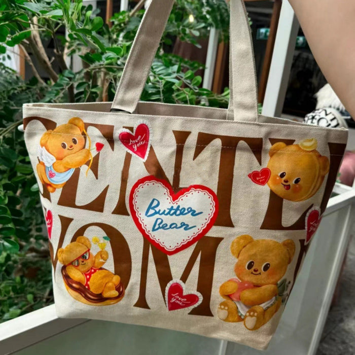 Wholesale Canvas Bag Bear Joint Tote Bag Cute Cartoon Large Capacity Handbag