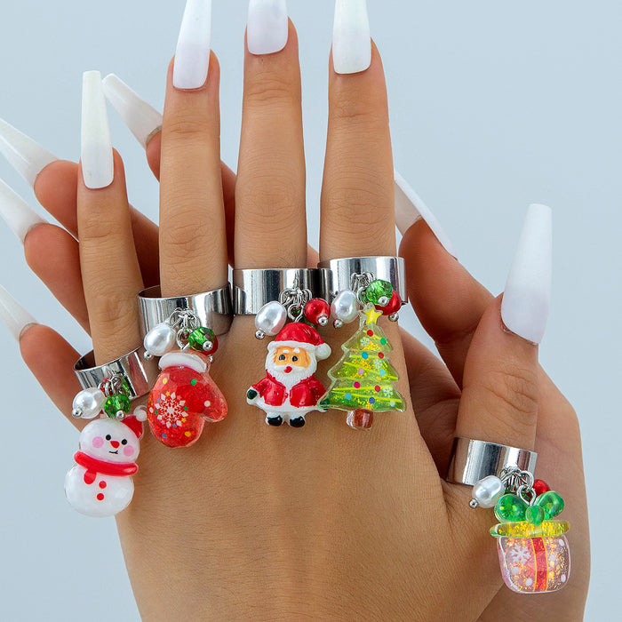 Wholesale Resin Pendant Ring Copper Electroplate Adjustable Christmas MOQ≥2