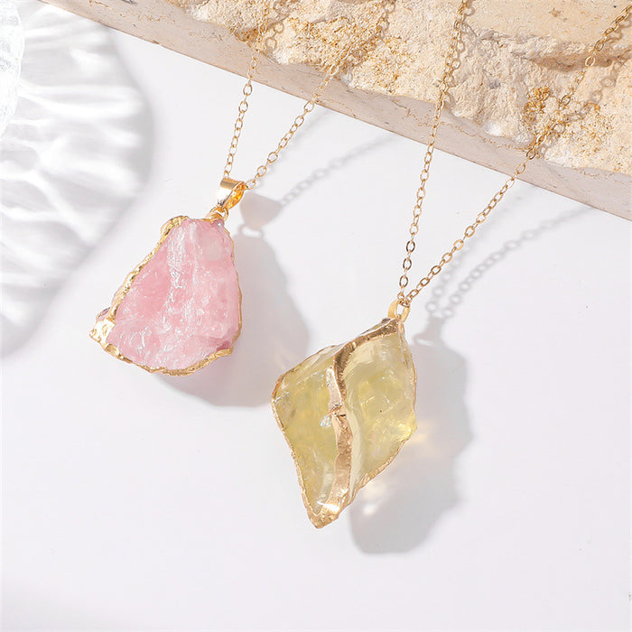Wholesale Natural Stone Irregular Pendant Necklace Trendy Fashion Accessory Gift MOQ≥2