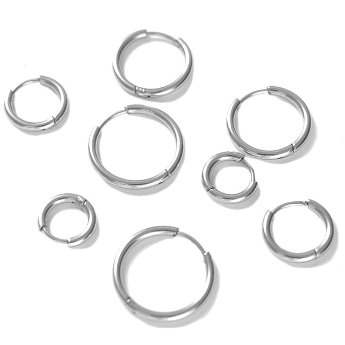 Wholesale Titanium steel earrings with ear buckles for both men and women, simple ear bone earrings, personalized style, versatile for daily use, round thread ear buckle