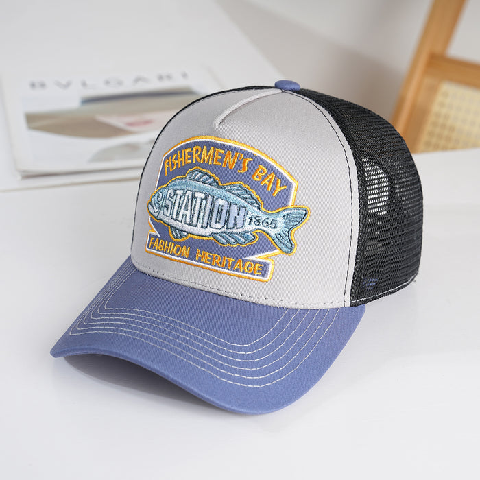 Wholesale 5-Piece Hat Pure Cotton Embroidered Baseball Cap Breathable Fishing Sun Hat Mesh Cap