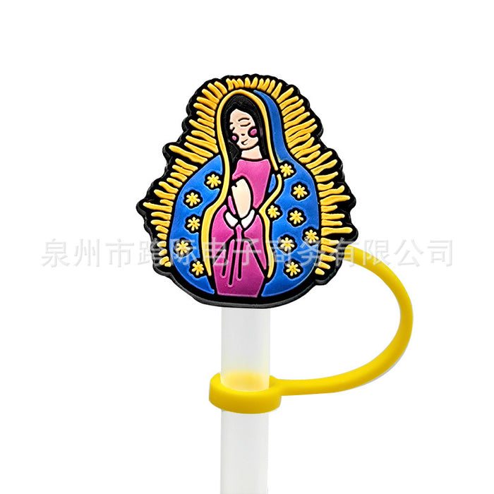 Wholesale Series Cartoon Straw Cover Straw Cap Silicone Dust Stopper Cute Anime Straw Decoration Cross border