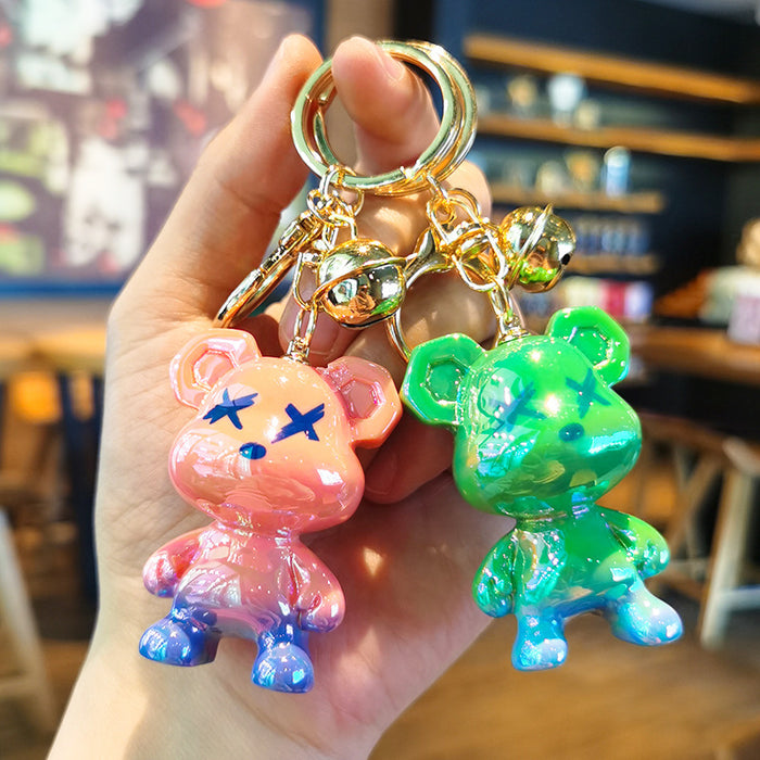 Wholesale Rubber Cartoon Doll Gradient Graffiti Bear Keychain JDC-KC-Tingm186