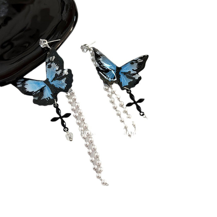 Wholesale Butterfly Crystal Pendant Tassel Alloy Necklace JDC-NE-LaiL008