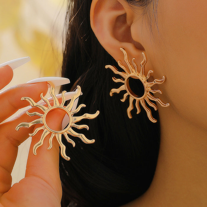 Wholesale Exaggerated Design High-End Sun Earrings Sunflower Earrings Women's Earrings