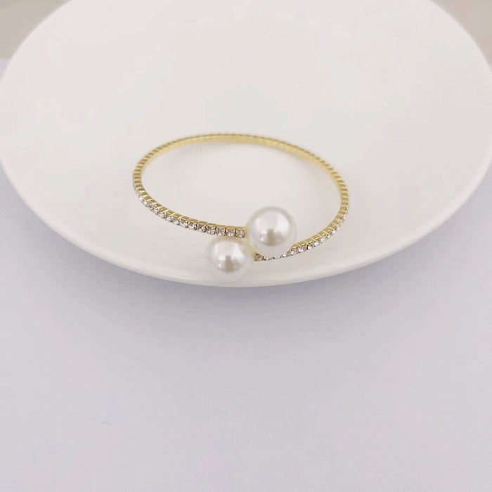 Wholesale Fashion Accessories Elegant Sparkling Water Diamond Pearl Single Row Bracelet Bracelet Bracelet