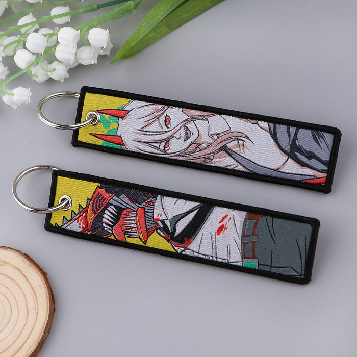 Wholesale Japanese Anime Woven Label Keychain Lanyard  Fabric Anime Peripheral