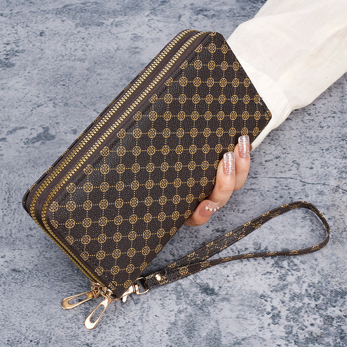 Wholesale Modern Geometric Design Multifunctional Wallet Clutch Bag in Black PVC for Everyday Use and Phone Accessory
