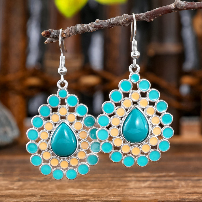 Wholesale Bohemian Geometric Turquoise Earrings Zinc Alloy Fashion Accessory MOQ≥2
