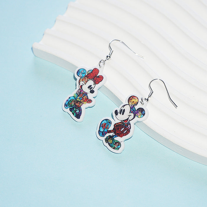 Wholesale Cute cartoon asymmetrical earrings acrylic earrings pendant jewelry