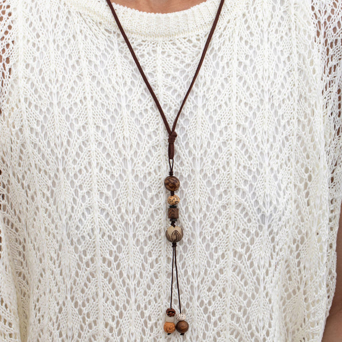 Wholesale Retro Bohemian Ethnic Style Leaf Long Cut Out Geometric Clavicle Chain Zen Style Versatile Personalized Sweater Chain