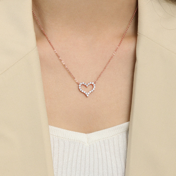 Wholesale Heart Clavicle Chain Rose Gold Simple Fashionable Exquisite Heart-shaped Diamond