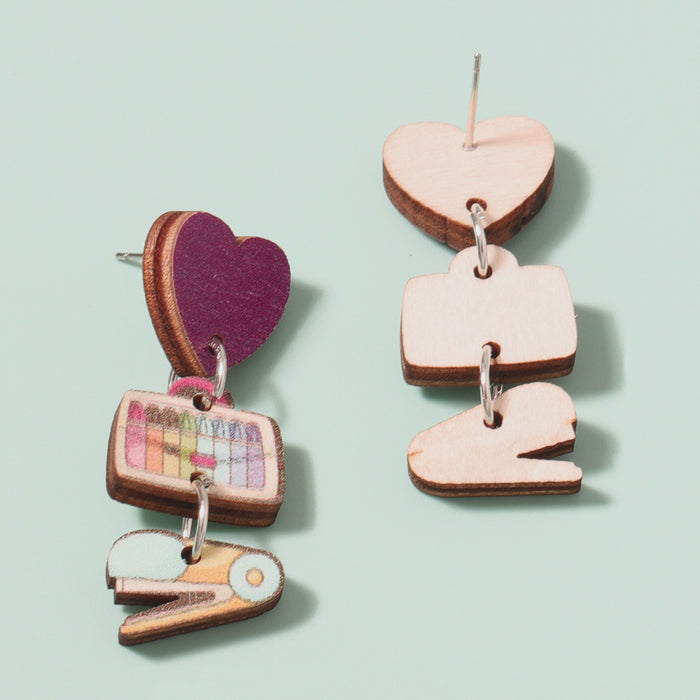 Wholesale wooden printed handmade personalized earrings