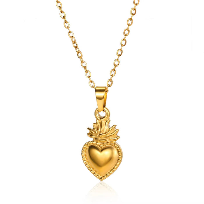 Wholesale Golden Love Pendant Double-Layer Titanium Steel Necklace
