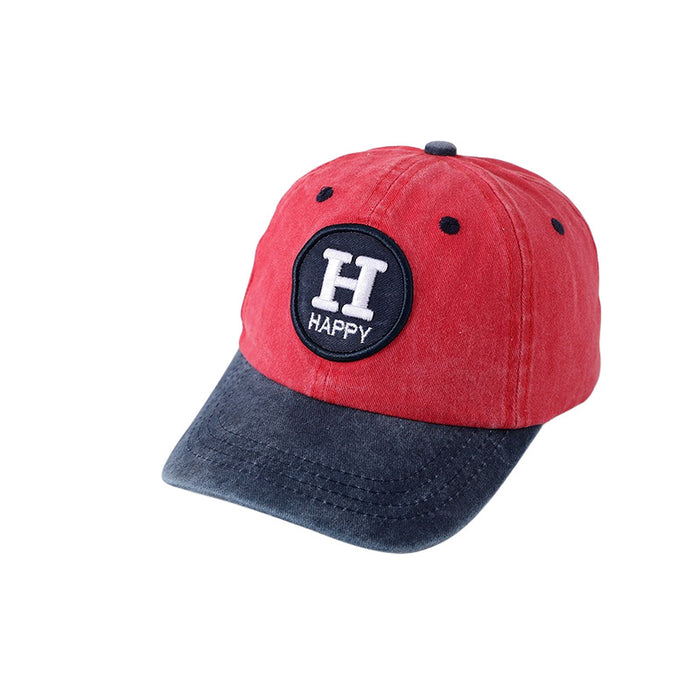 Wholesale Children' s Washed Embroidered Color-Blocked Baseball Hat
