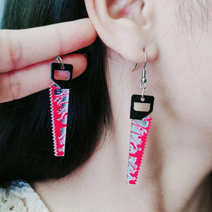 Wholesale Acrylic Printed Blood Color Knife Earrings Personalized   Earrings