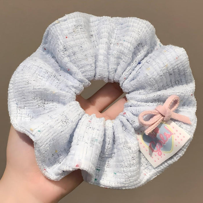 Wholesale Blue and pink bow knot knitted hair scrunchies