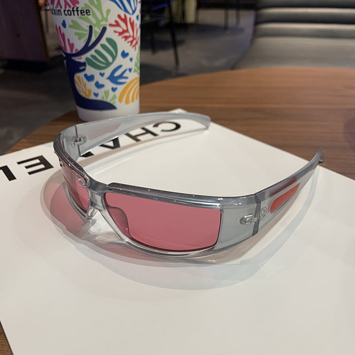 Wholesale Future oriented bright silver sunglasses with UV protection surround glasses