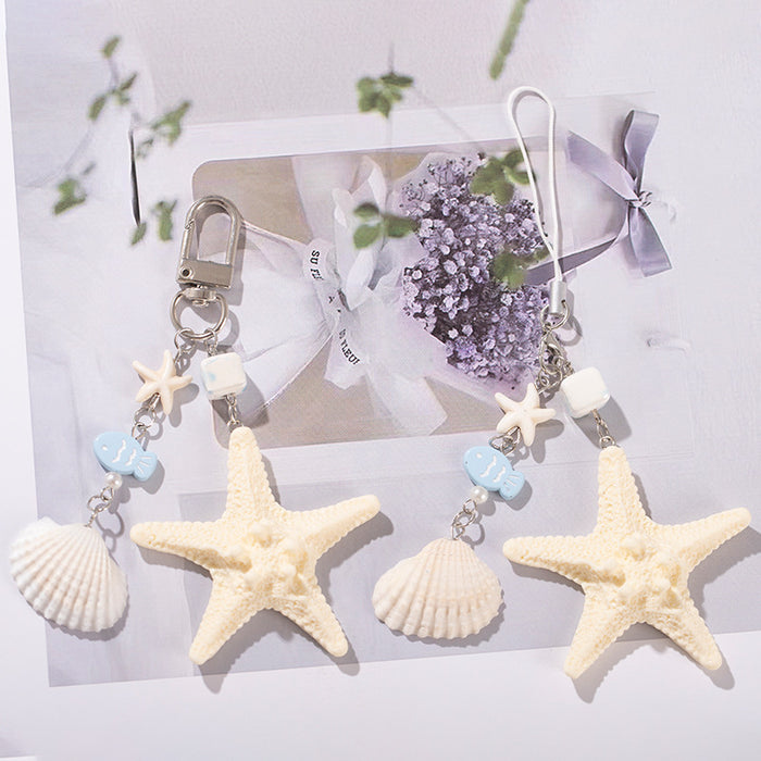 Wholesale Ocean Style Fish Shell Decorative Keychain Pendant Starfish Mobile Phone Pendant