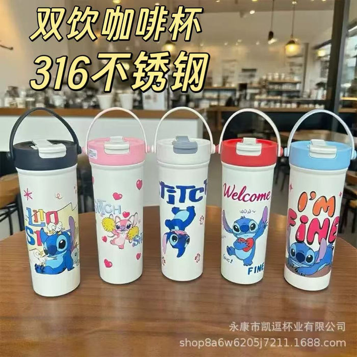 Wholesale Cartoon Thermos Cup Stainless Steel Coffee Cup Large-Capacity Straw Water Cup Fruit Tea Cup