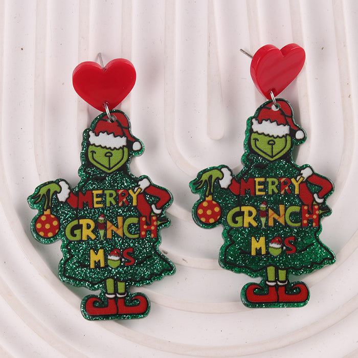Wholesale Christmas Tree English Clown Acrylic Earrings Cartoon Pistol Earrings