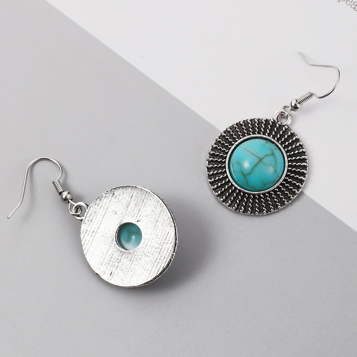 Wholesale vintage personality turquoise round earrings