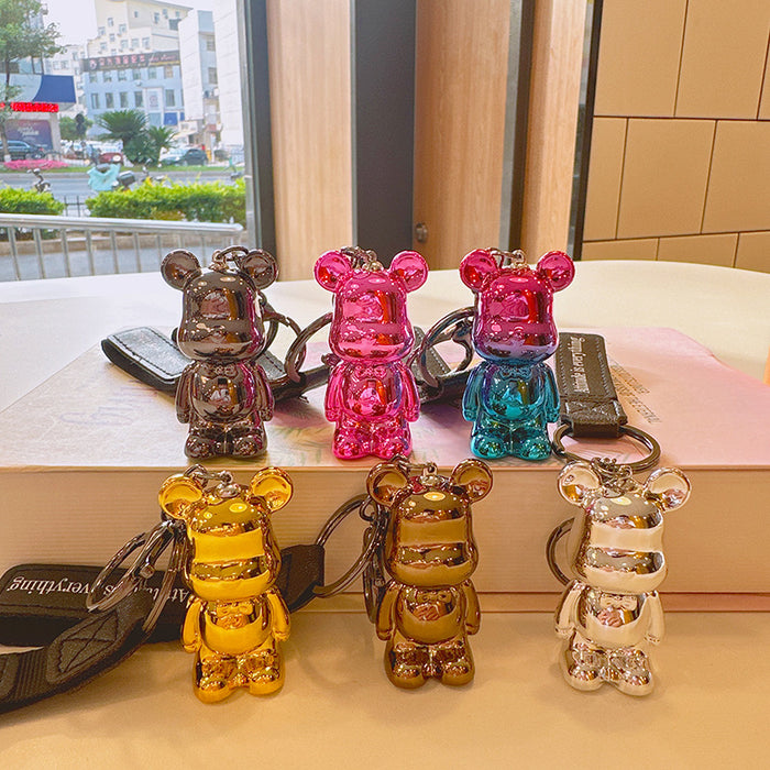 Wholesale Electroplating  bear schoolbag pendant small gift keychain accessories car key chain net red envelope bag ornaments