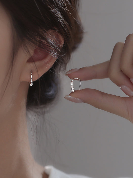 Wholesale 925 Sterling Silver Cut Ear Hook Women's Fashionable Simple Earrings Distinctive Ear Accessories