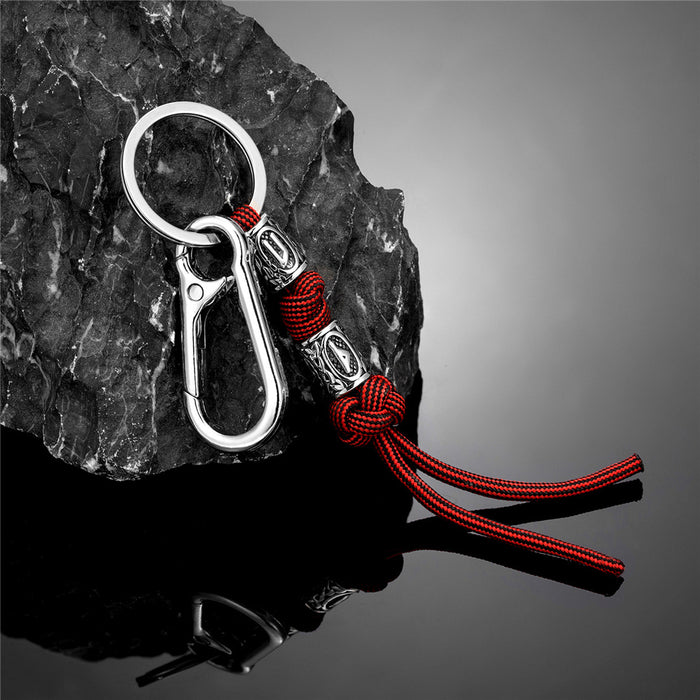 Wholesale Woven rope keychain, stainless steel keychain, bag hanging rope