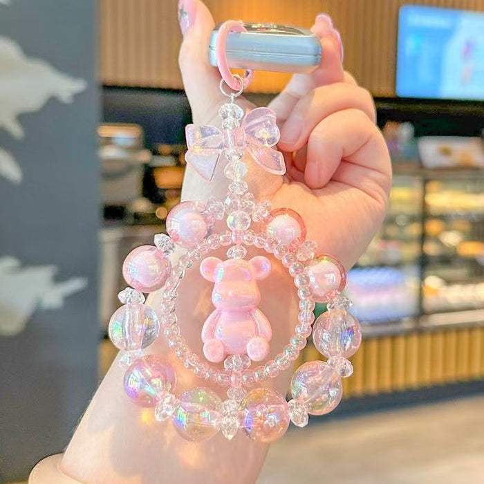 Wholesale Cute Double-Sided Bear Handmade Beaded Acrylic Keychain